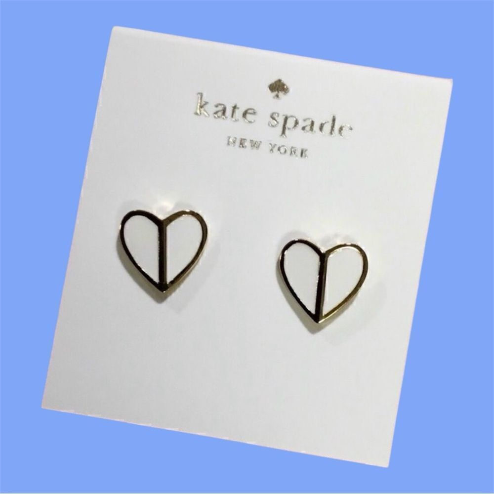 KATE SPADE WHITE AND GOLD HEART EARRINGS